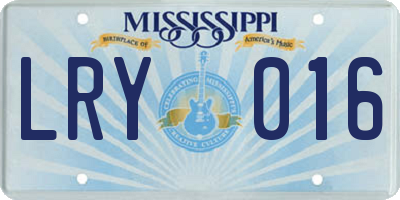 MS license plate LRY016