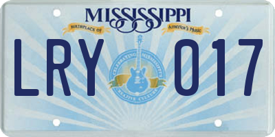 MS license plate LRY017