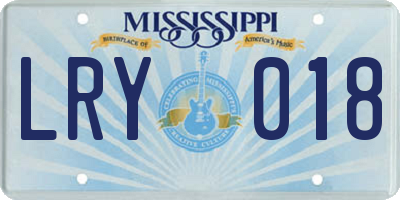 MS license plate LRY018