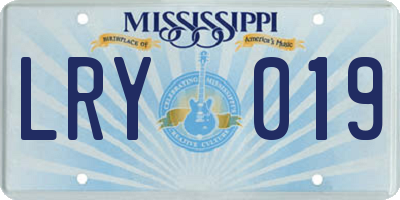MS license plate LRY019