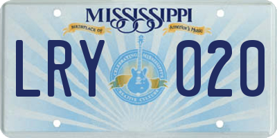 MS license plate LRY020