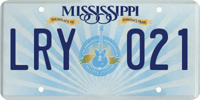 MS license plate LRY021