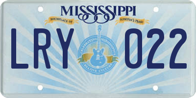 MS license plate LRY022
