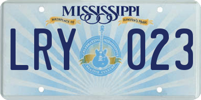 MS license plate LRY023