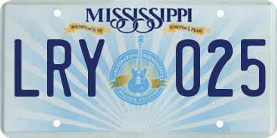 MS license plate LRY025