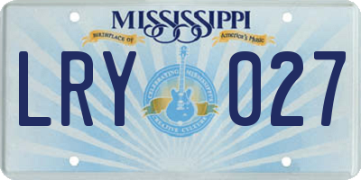 MS license plate LRY027