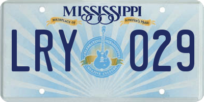 MS license plate LRY029