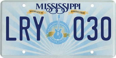 MS license plate LRY030
