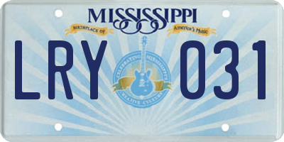 MS license plate LRY031