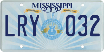 MS license plate LRY032