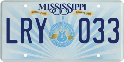 MS license plate LRY033