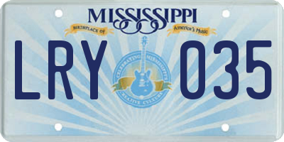 MS license plate LRY035