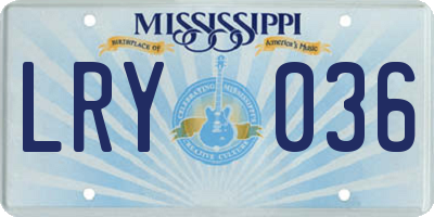 MS license plate LRY036