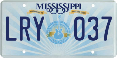 MS license plate LRY037