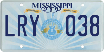 MS license plate LRY038