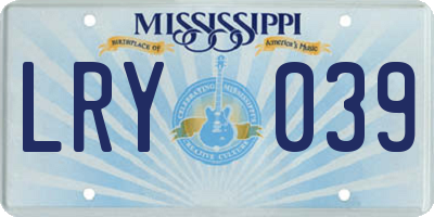 MS license plate LRY039