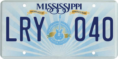 MS license plate LRY040