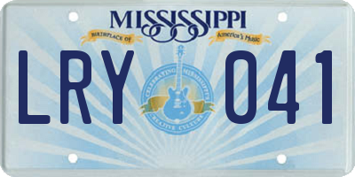 MS license plate LRY041
