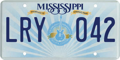 MS license plate LRY042