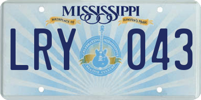 MS license plate LRY043
