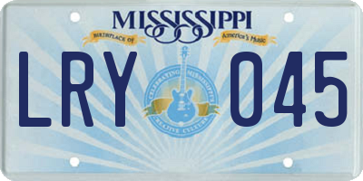 MS license plate LRY045
