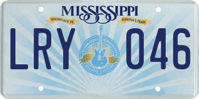 MS license plate LRY046