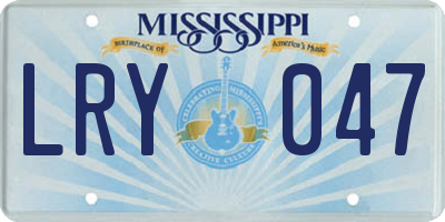 MS license plate LRY047