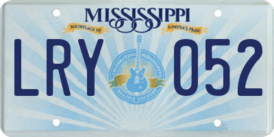 MS license plate LRY052