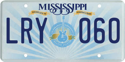 MS license plate LRY060