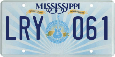 MS license plate LRY061