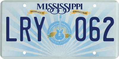 MS license plate LRY062