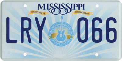 MS license plate LRY066