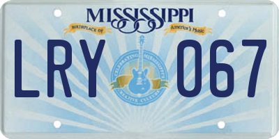 MS license plate LRY067