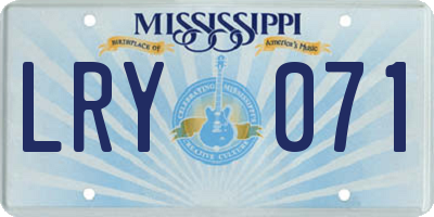 MS license plate LRY071