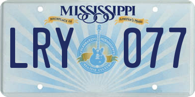 MS license plate LRY077