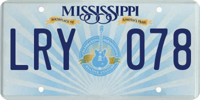 MS license plate LRY078