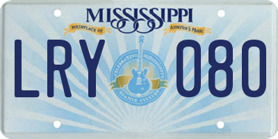 MS license plate LRY080