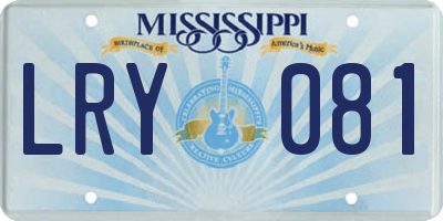 MS license plate LRY081