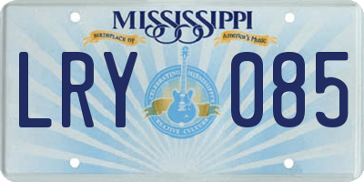 MS license plate LRY085