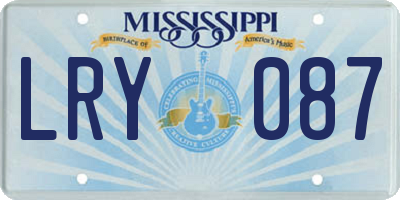 MS license plate LRY087