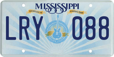 MS license plate LRY088