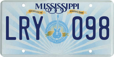 MS license plate LRY098