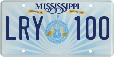 MS license plate LRY100