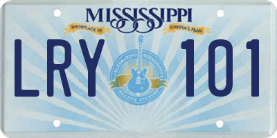 MS license plate LRY101