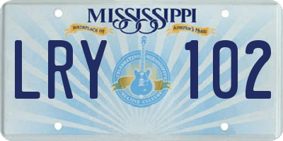 MS license plate LRY102