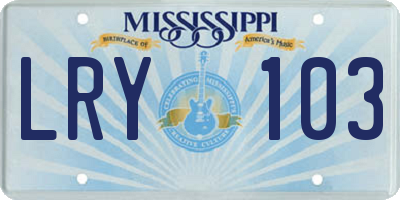MS license plate LRY103