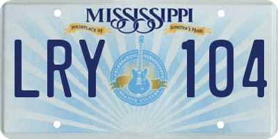 MS license plate LRY104