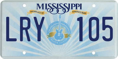 MS license plate LRY105