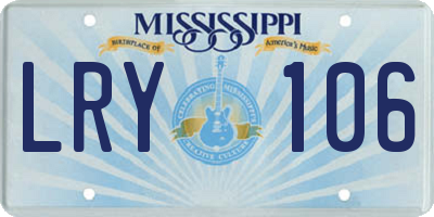 MS license plate LRY106