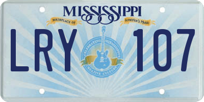 MS license plate LRY107